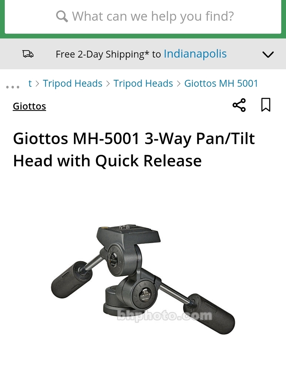 Giottos MH-5001 3-Way Pan/Tilt Head in Dark Gray